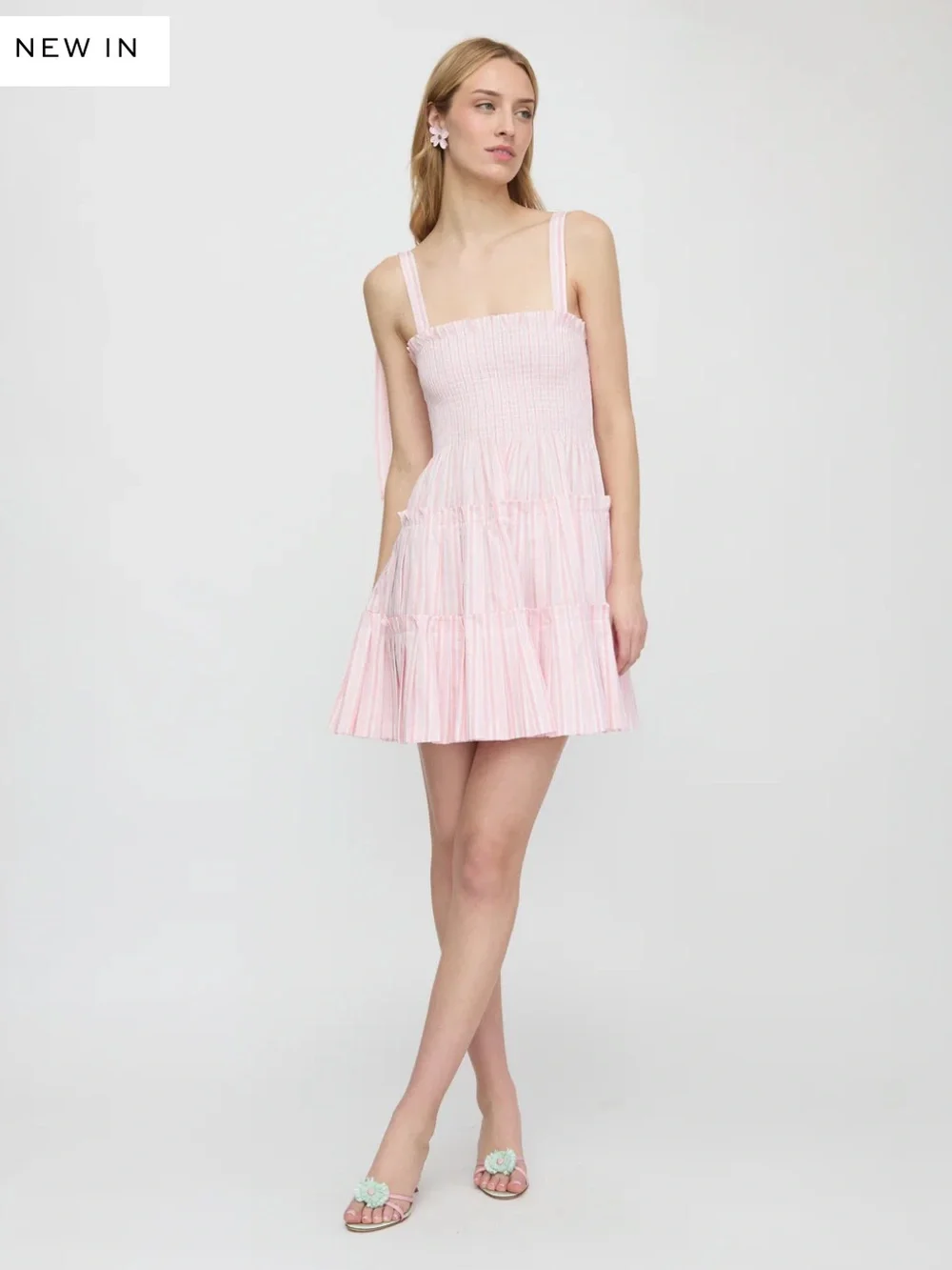 Hill House Home The Ribbon Charlotte Nap Dress In Pink Variegated Stripe - Picture 2 of 4